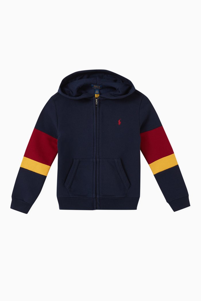 

Varsity Logo Hooded Sweatshirt in Cotton, Blue