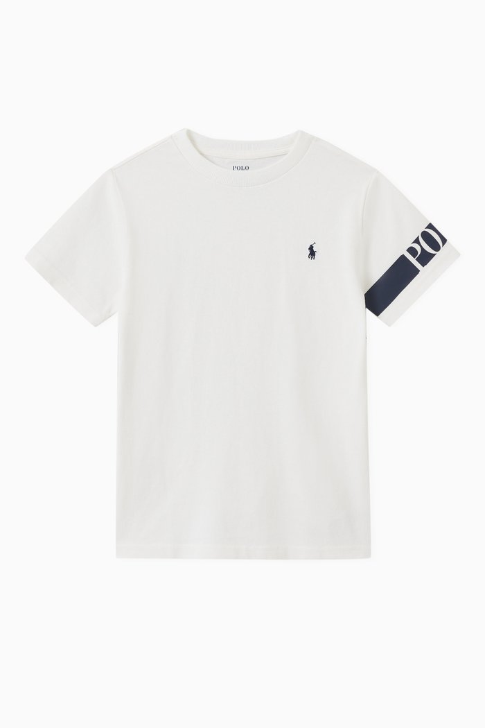 

Logo Stripe T-shirt in Cotton, White