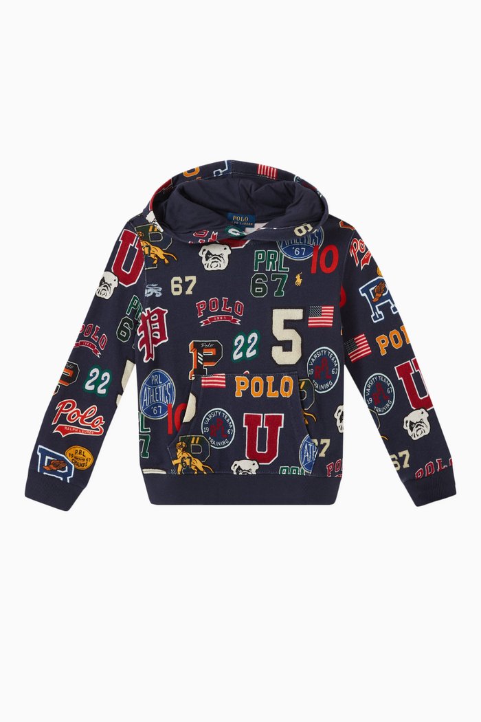 

Abstract Varsity Hoodie in Cotton-blend, Multicolour