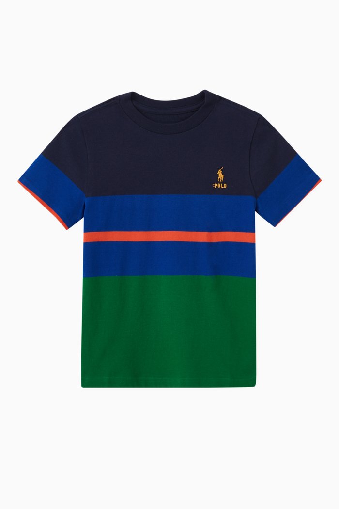 

Striped Logo T-shirt in Cotton, Blue