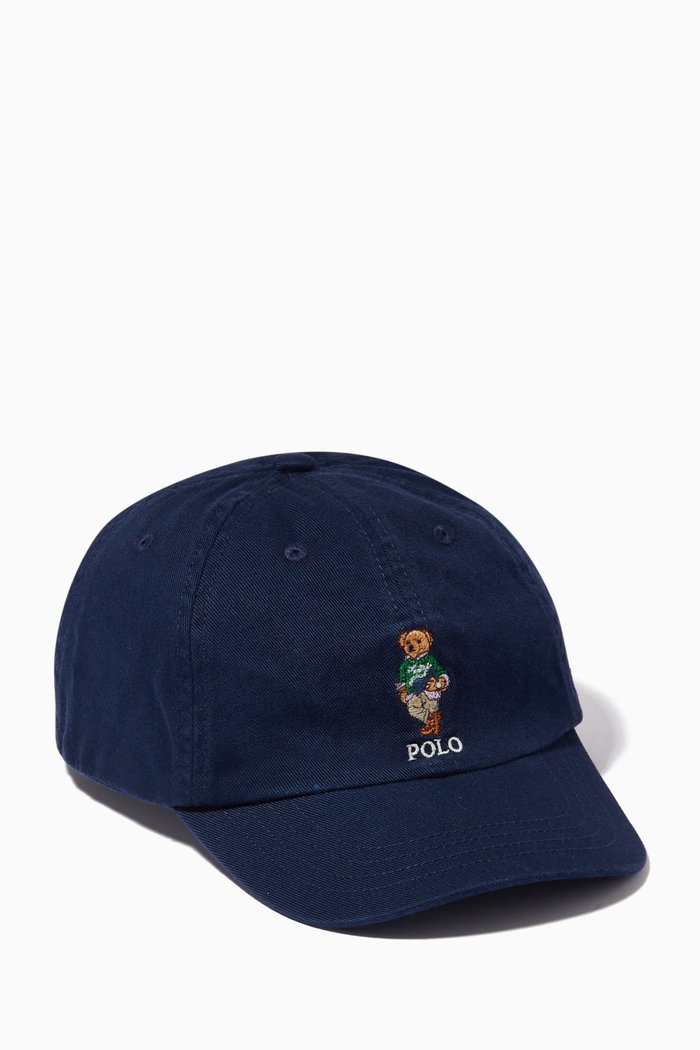 

Polo Bear Ball Cap in Cotton, Blue