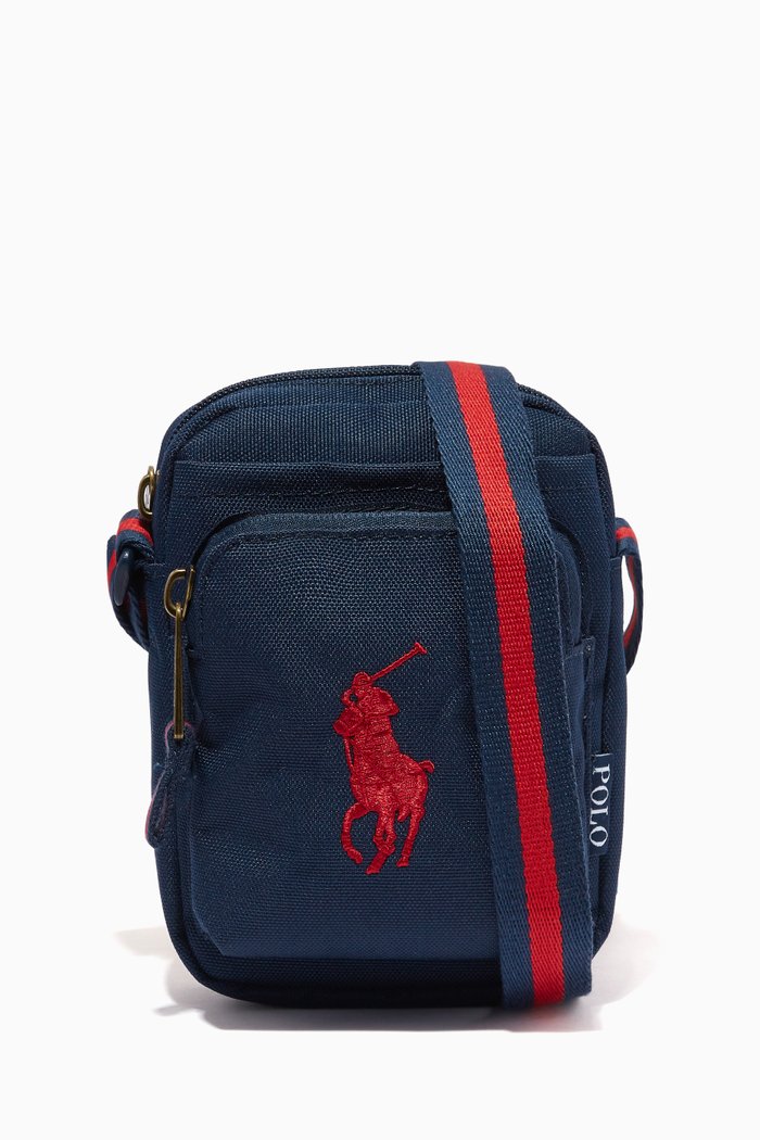 

Logo Embroidered Crossbody Bag in Nylon, Blue