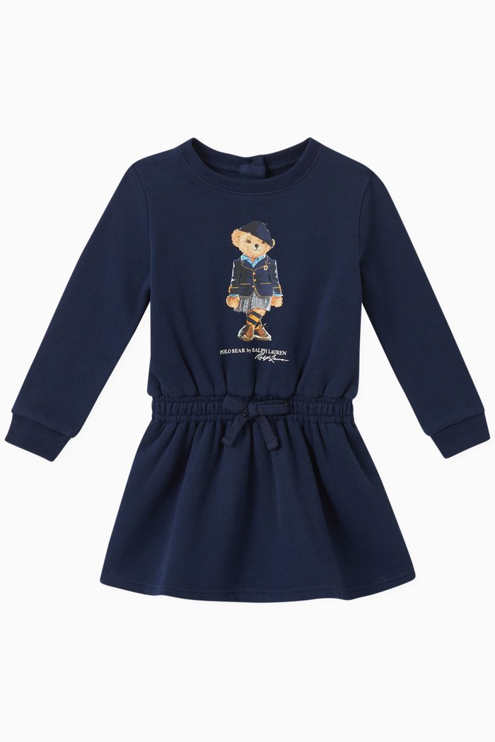 

Polo Bear Dress in Cotton Blend, Blue
