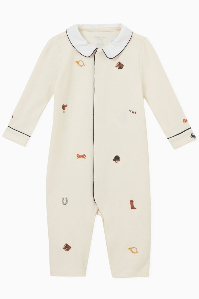 

Logo Detail Romper in Cotton, Neutral