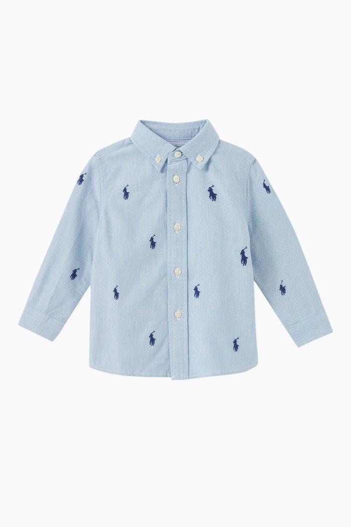 Logo Shirt in Cotton, Blue