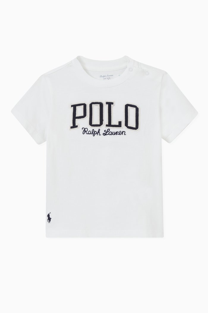 Polo Varsity Logo T-shirt in Cotton, White