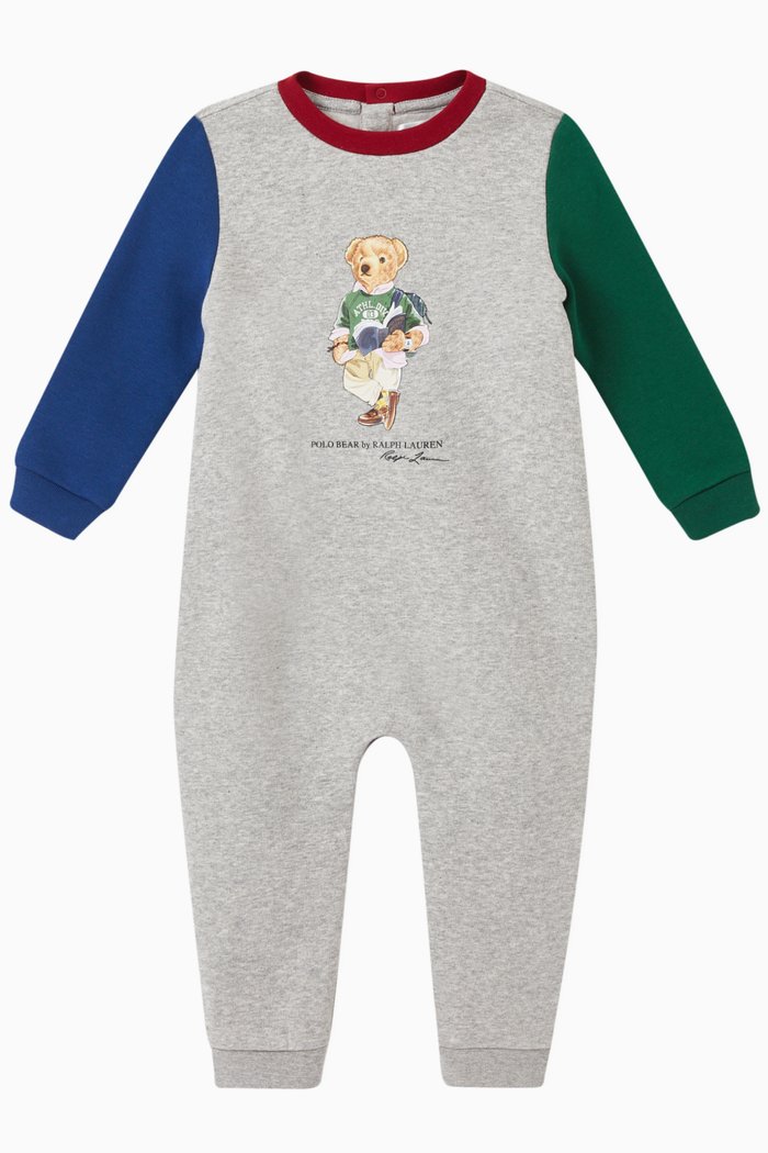 Teddy Bear Romper in Cotton, Grey