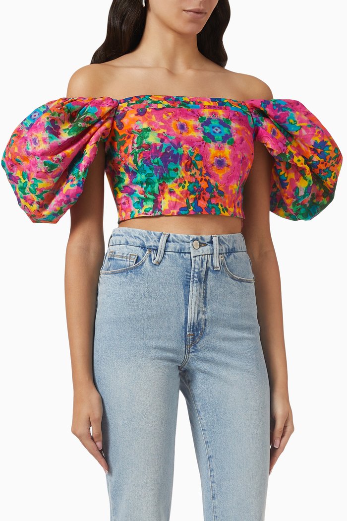 

Rae Floral Print Off-shoulder Top, Multicolour
