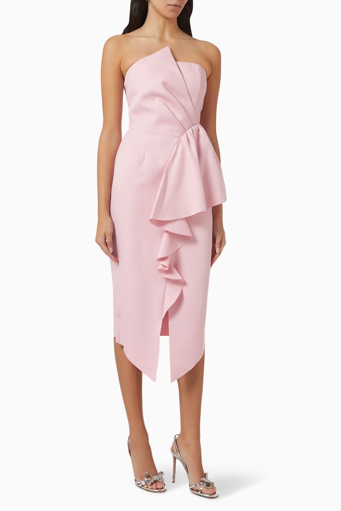 Ayla Ruffled Midi Dress, Pink