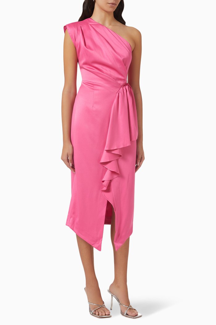 

Harlow One-shoulder Midi Dress, Pink