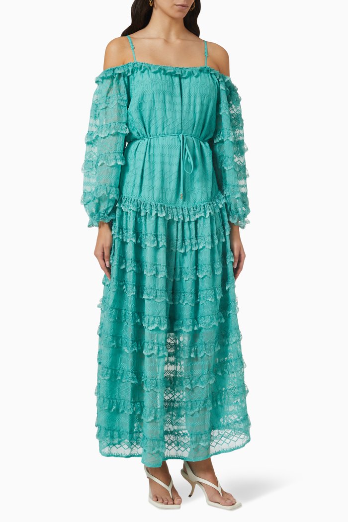 

Henri Ruffle Off-shoulder Maxi Dress, Green