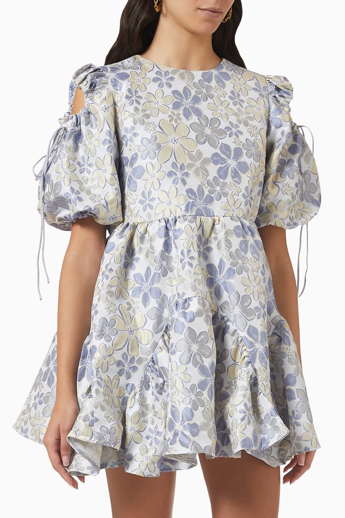 Aquatint Printed Mini Dress, Blue