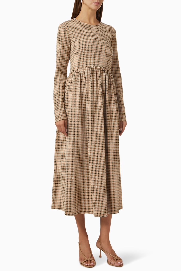 

Aversa Checked Midi Dress in Viscose-blend, Brown