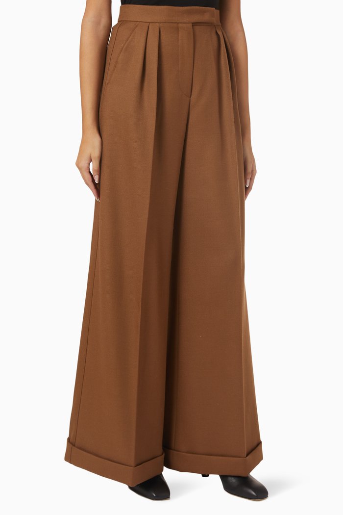 

Runway Wide Pants in Wool, Brown