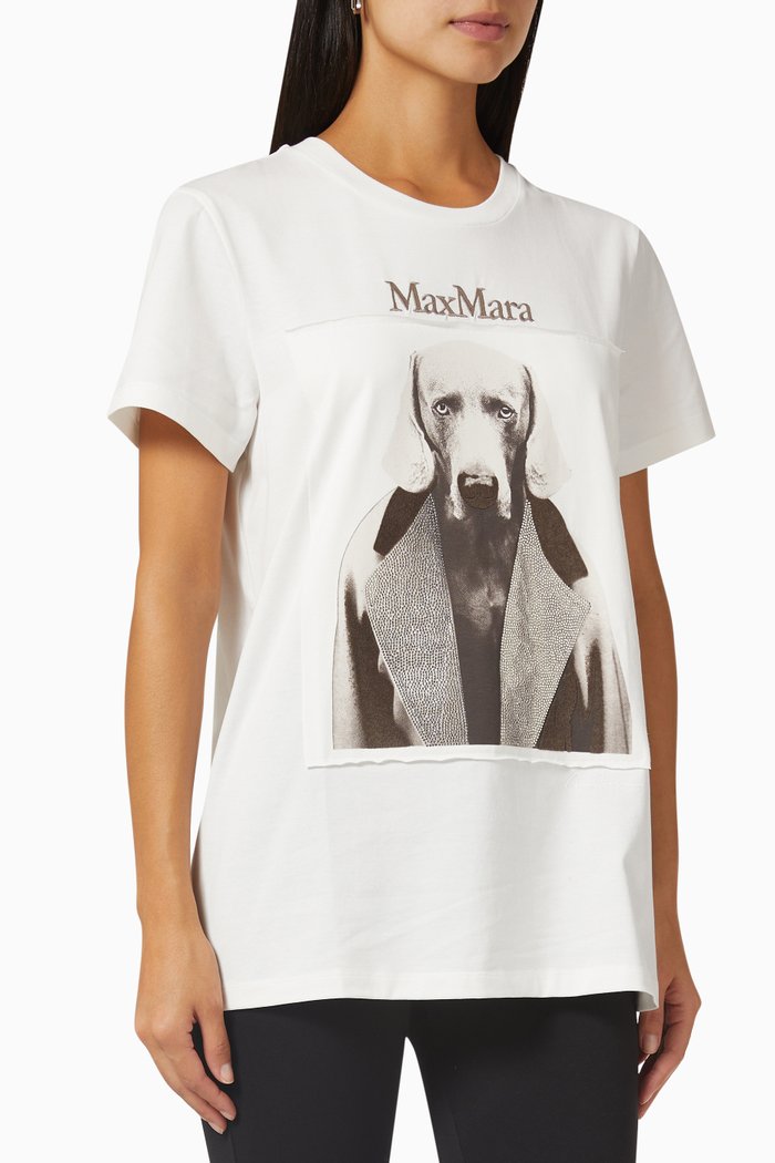Dog Print Top in Cotton-jersey, White