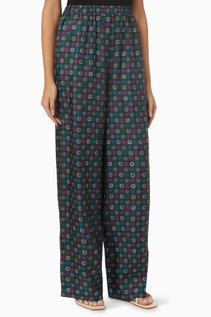 

Taro Printed Pants in Silk, Blue