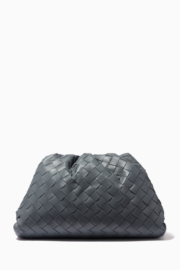 Teen Pouch in Intrecciato Leather, Grey