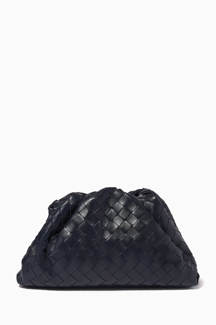

Teen Pouch in Intrecciato Leather, Blue