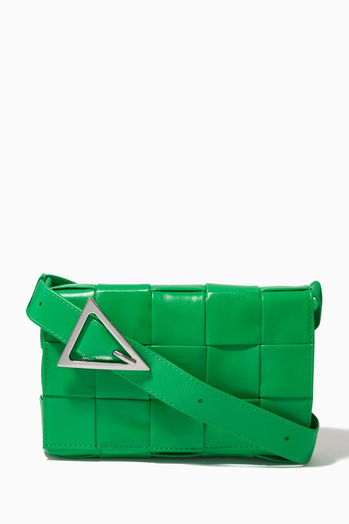 

Cassette Crossbody Bag in Intrecciato Leather, Green