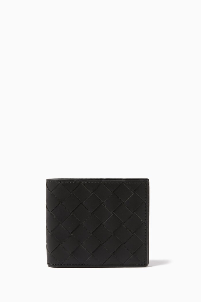 

Bi-fold Wallet in Intrecciato Leather, Green