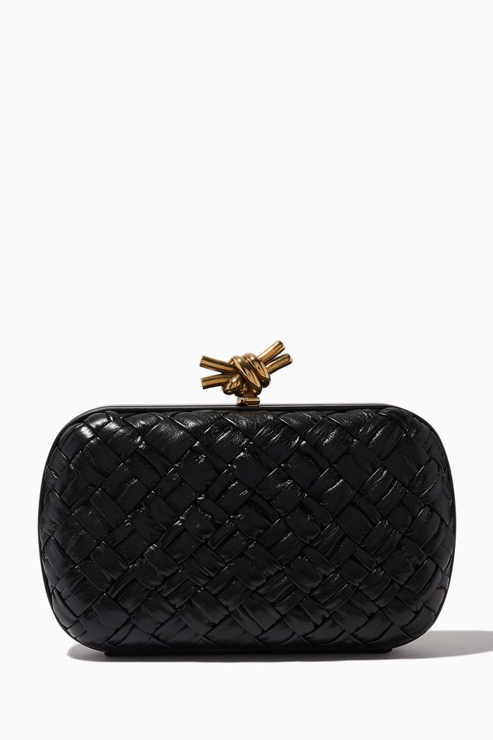 

Knot Minaudiere Clutch in Calfskin, Black