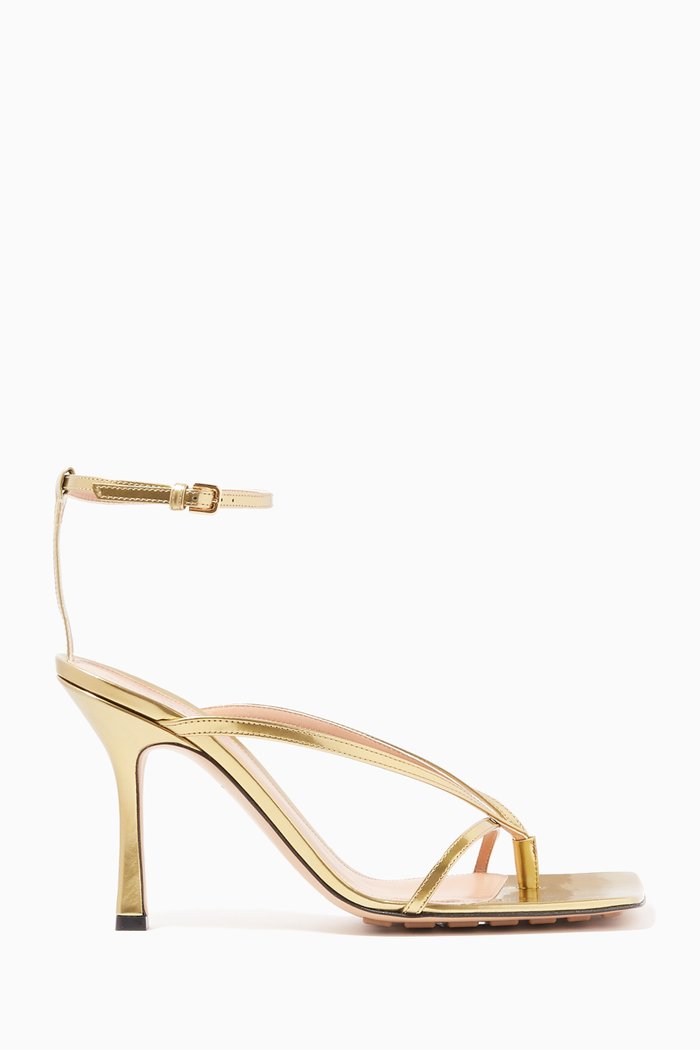 

Stretch 90 Sandals in Laminated Calfskin Leather, Gold