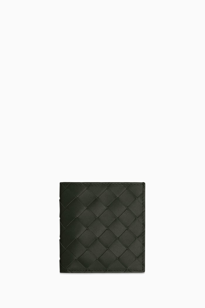 

Bi-fold Wallet in Intrecciato Calfskin, Green