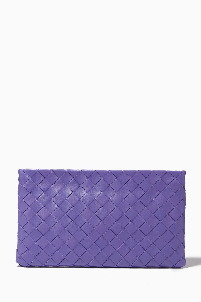 

Small Pouch in Intrecciato Leather, Purple