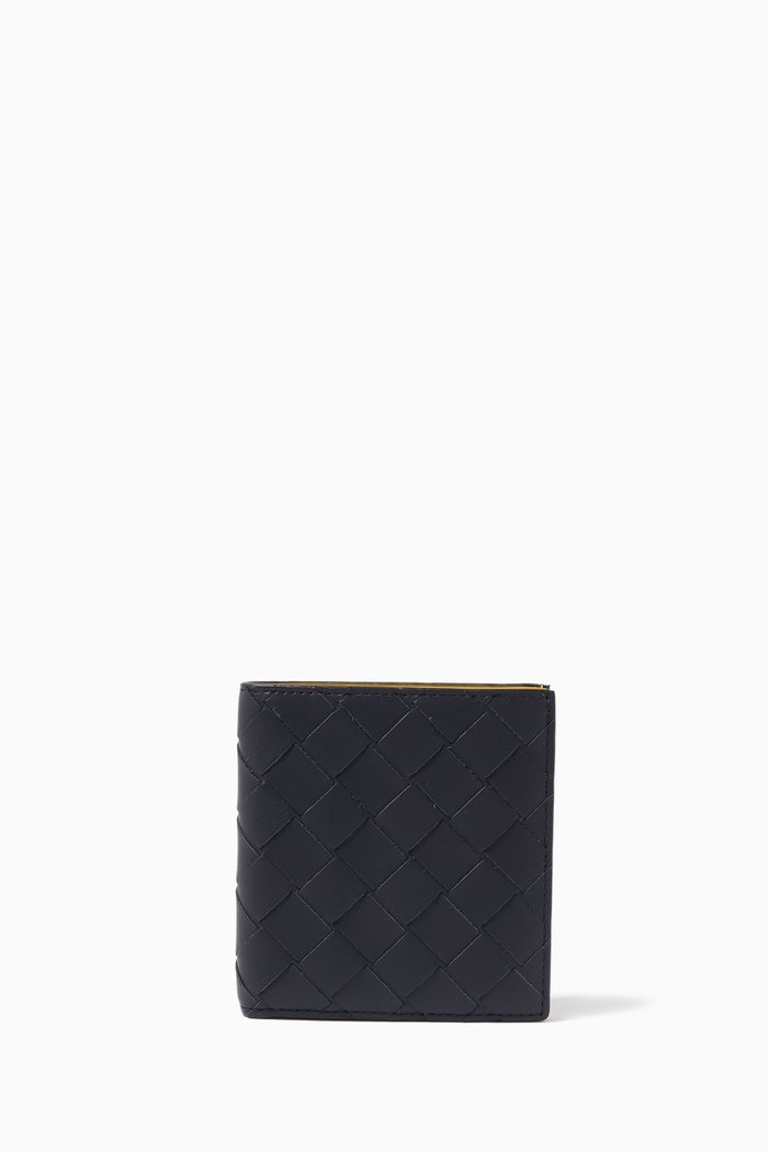 

Bi-fold Wallet in Intrecciato Calfskin, Blue