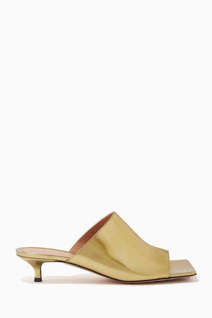 

Stretch 40 Mules in Laminated Nappa, Gold