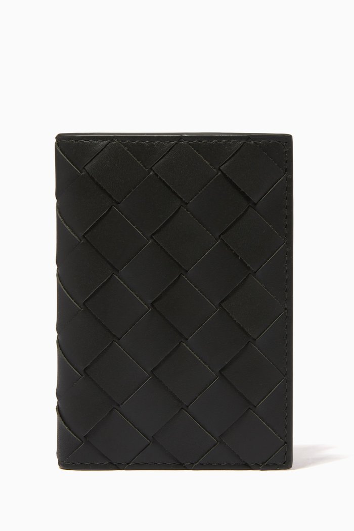 

Bi-fold Card Case in Intrecciato Calfskin, Green