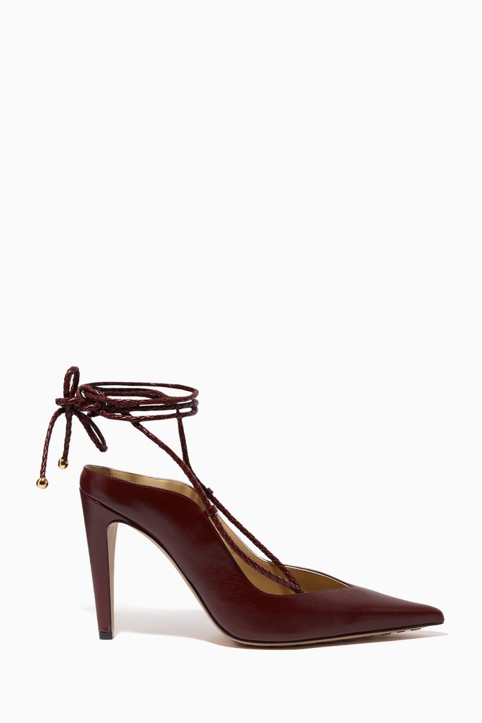 

Spritz Strap Pumps in Leather, Burgundy