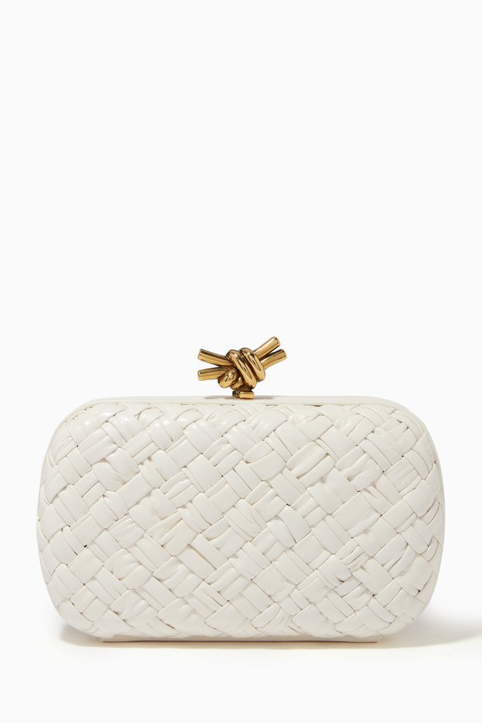 

Knot Minaudiere Clutch in Calfskin, White