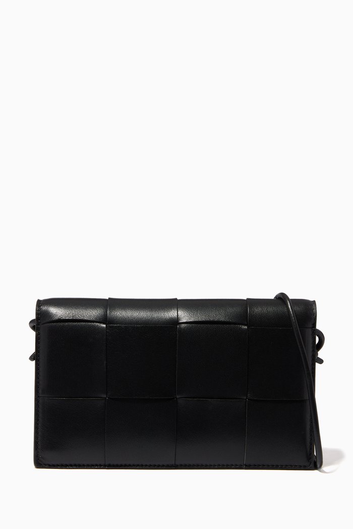 

Cassette Wallet on Strap in Intrecciato Nappa, Black