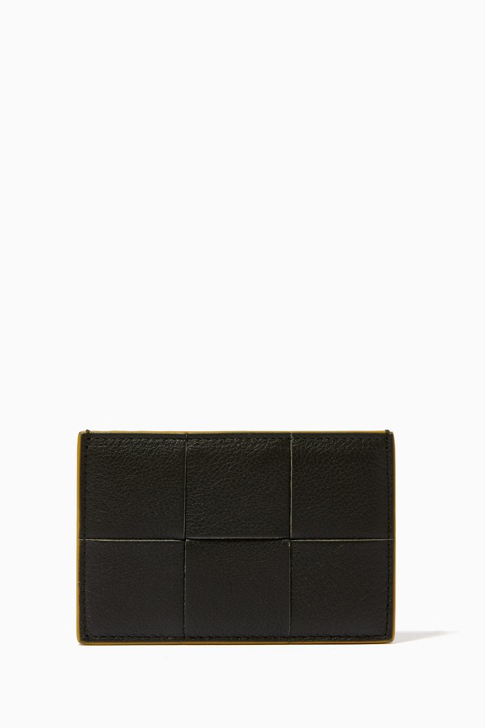 

Credit Card Case in Intreccio Grained Leather, Green