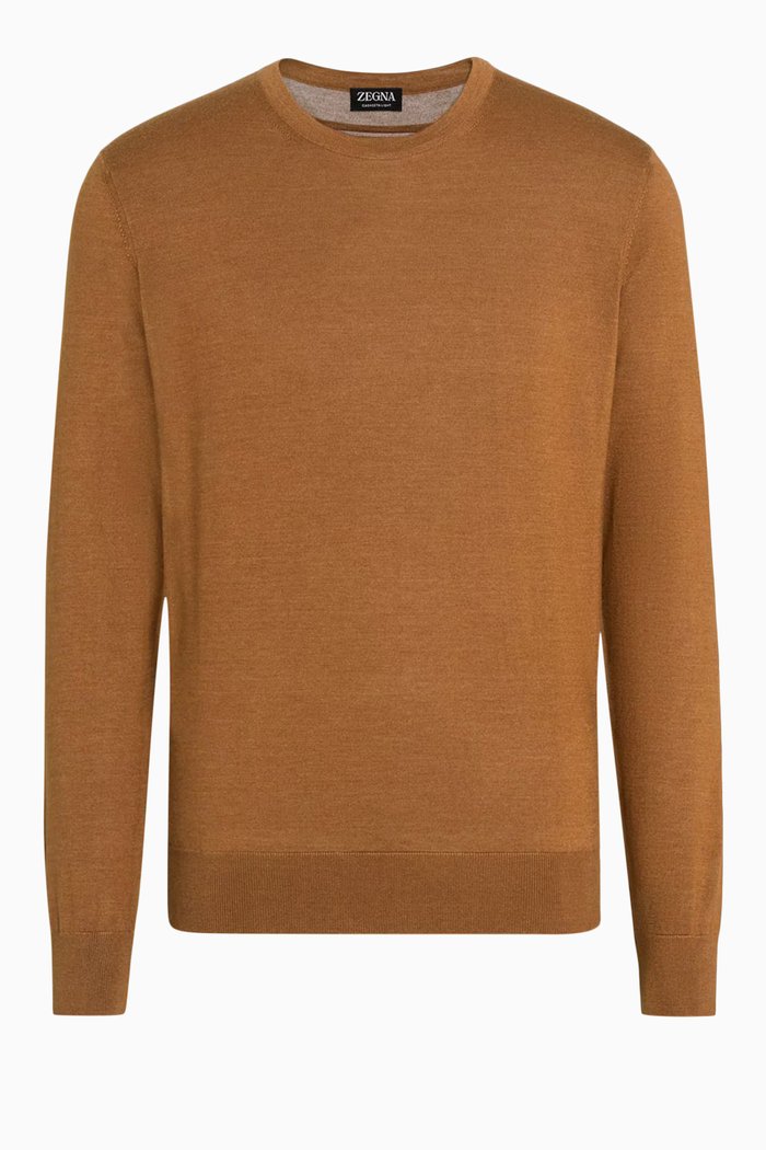 

Cashseta Light Crewneck Sweater in Cashmere-blend, Neutral