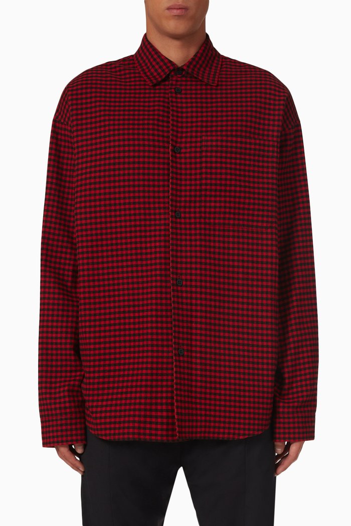 

Reversible Plaid Shirt in Cotton, Red