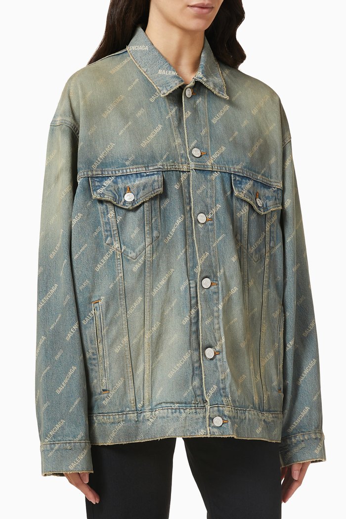 

Monogram Large-fit Jacket in Denim, Green