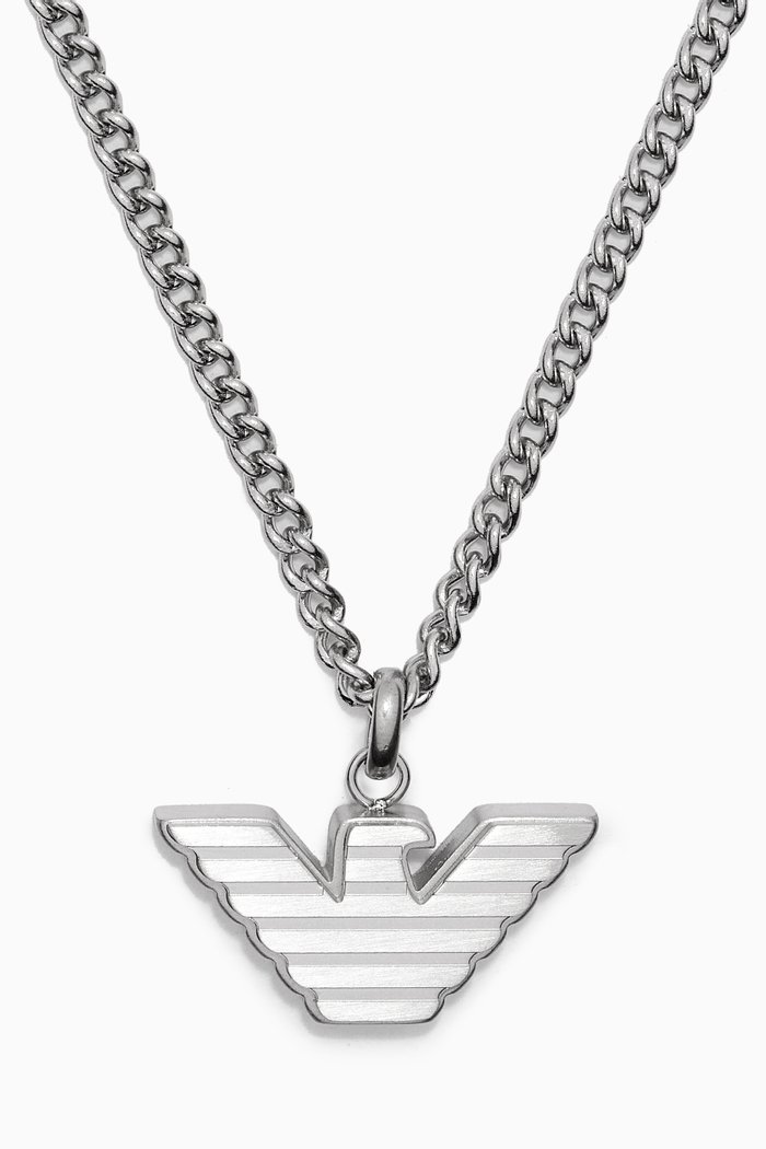 Essential Logo Necklace in Steel, Silver