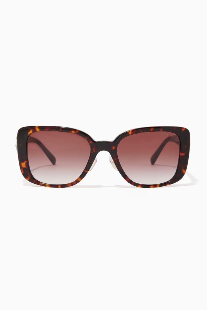 

Sculptured C Logo Square Sunglasses in Acetate, Green