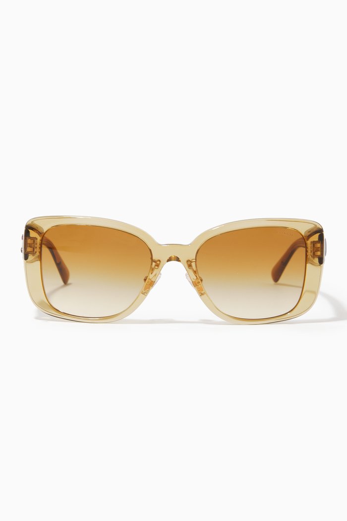 

Sculptured C Logo Square Sunglasses in Acetate, Yellow