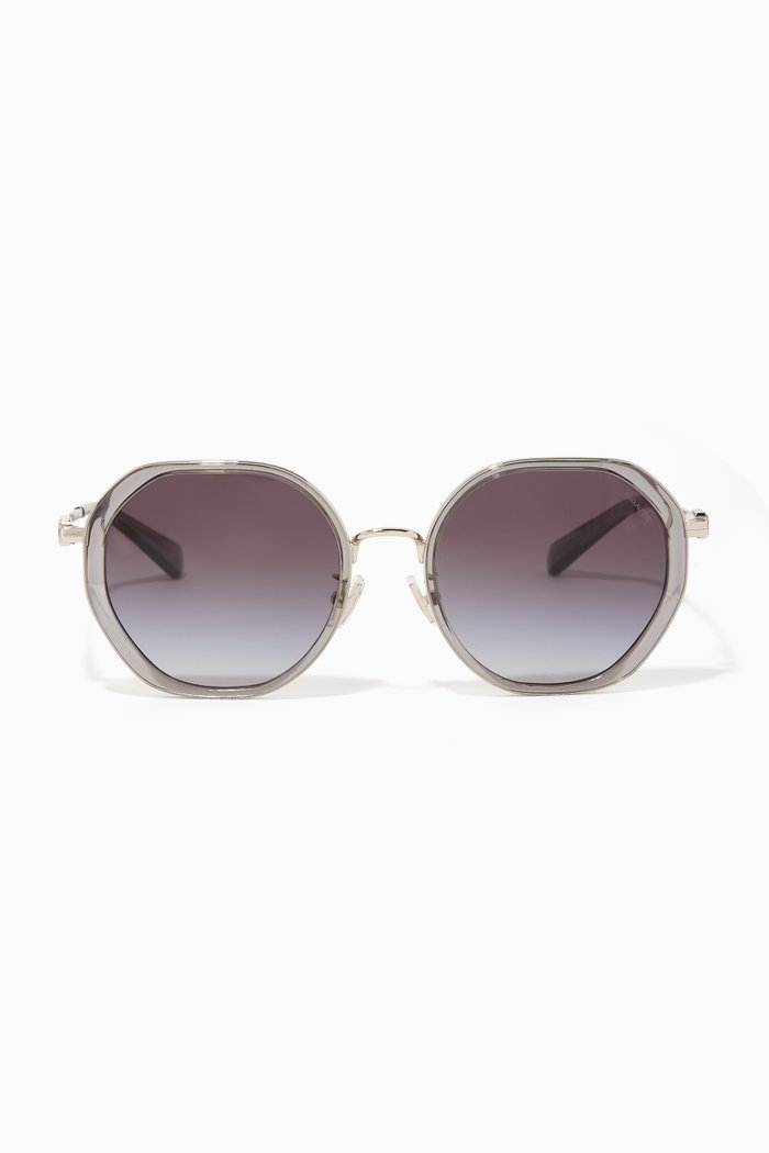 

Metal Bridge Round Sunglasses in Acetate, Grey