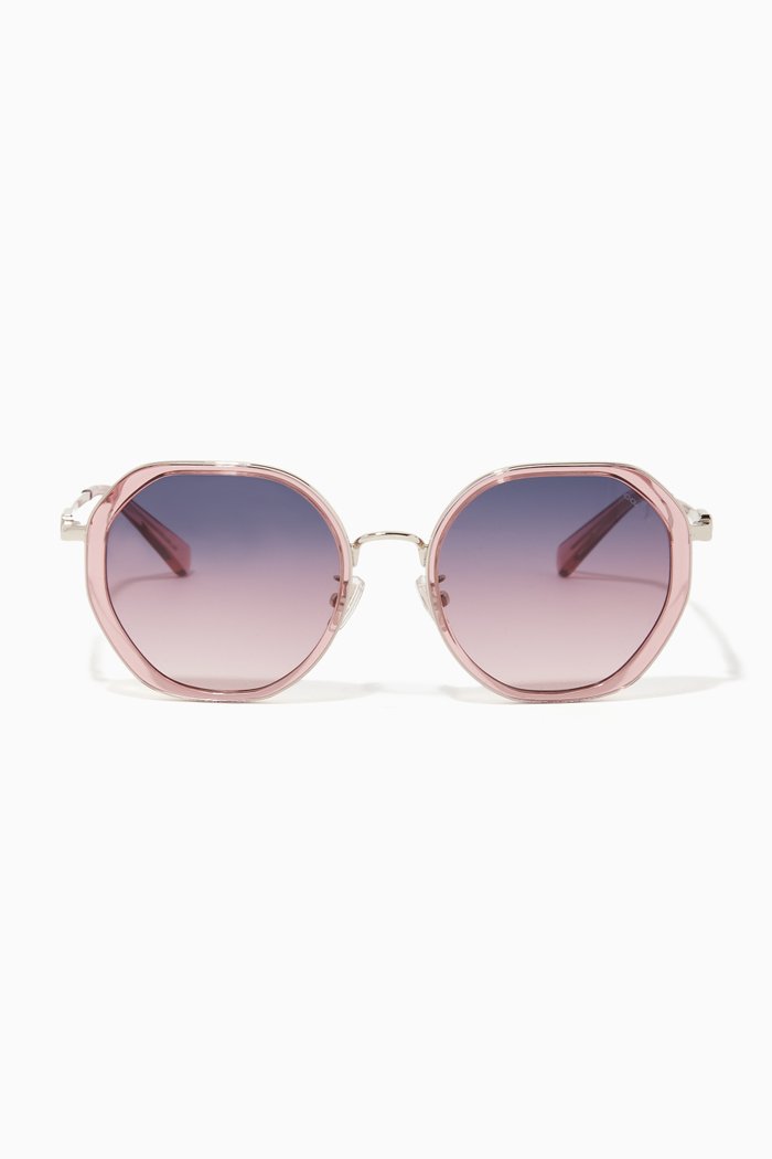 

Metal Bridge Round Sunglasses in Acetate, Pink