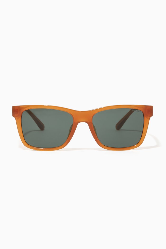 

Badge Retro Square Sunglasses, Yellow