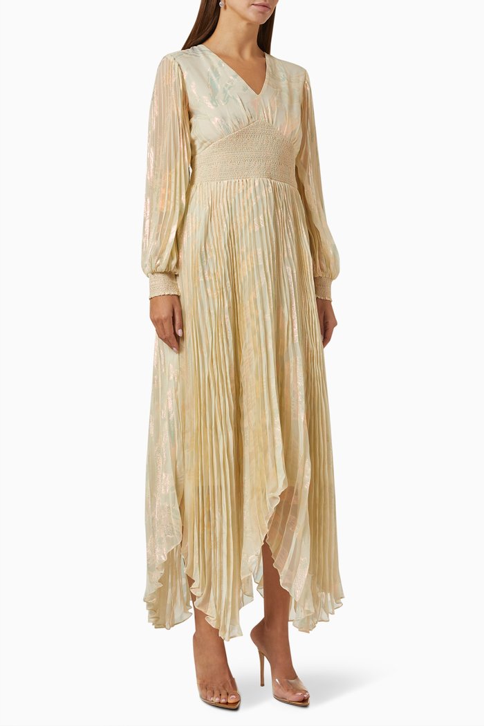 

Handkerchief Skirt Midi Dress, Gold