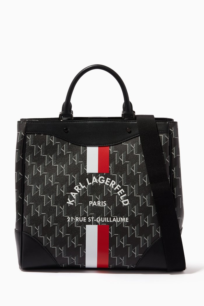 

Rue St-Guillaume Monogram Tote Bag in Canvas & Faux Leather, Black