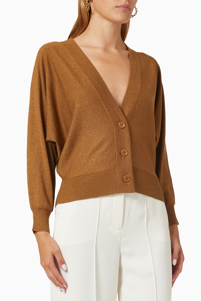 

Osvaldo Shimmer Cardigan in Lurex-knit, Brown