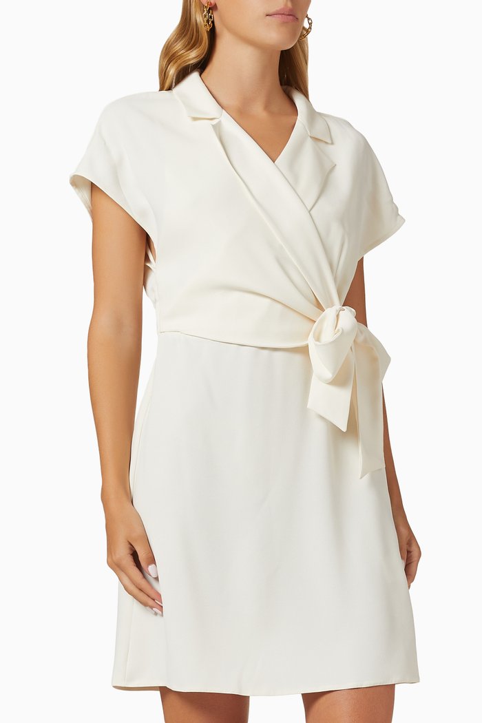 Bobo Mini Wrap Dress in Crêpe, White