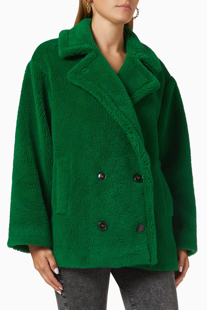 

Manolo Teddy Pea Coat in Wool-blend, Green