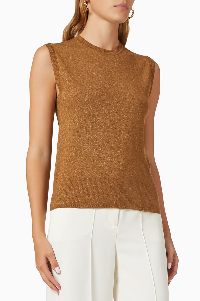 

Emiro Sleeveless Sweater in Lurex-knit, Brown